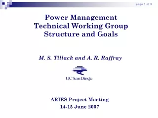 Power Management Technical Working Group Structure and Goals