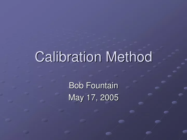 calibration method