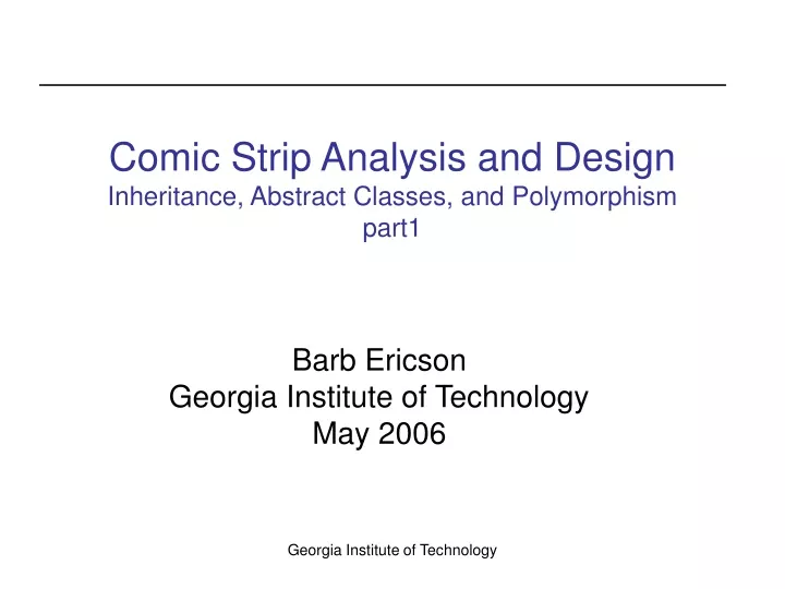 comic strip analysis and design inheritance abstract classes and polymorphism part1