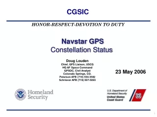 Navstar GPS  Constellation Status