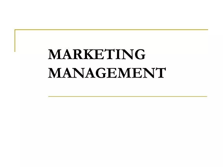 marketing management