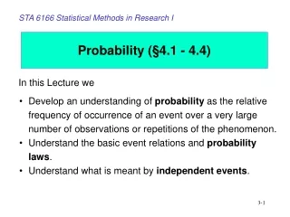 Probability ( § 4.1 - 4.4)