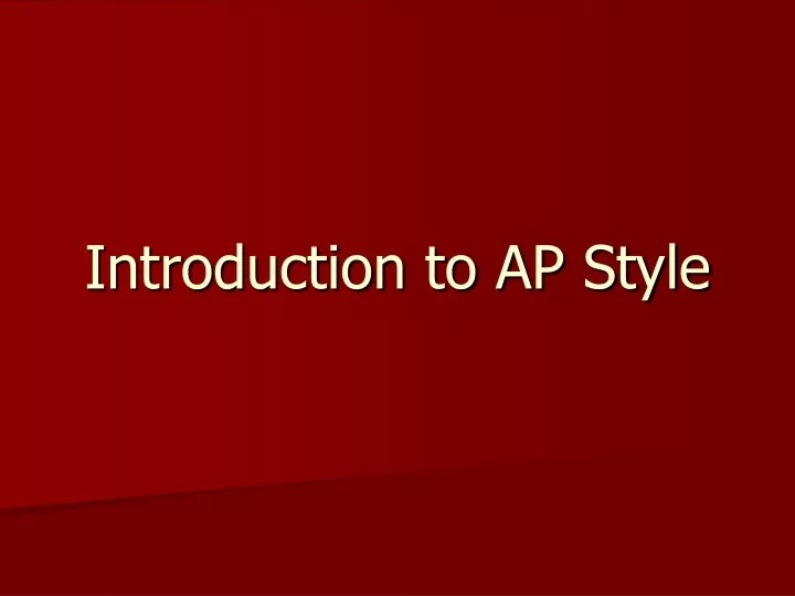 introduction to ap style