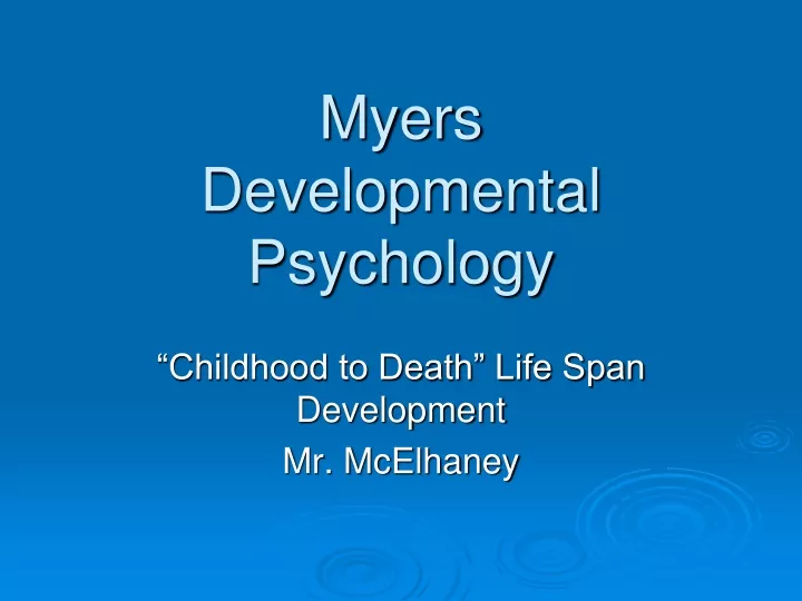 myers developmental psychology