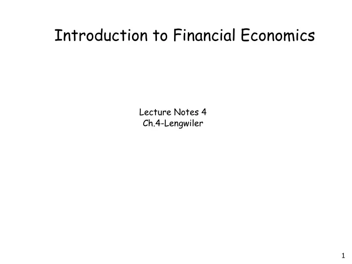 introduction to financial economics