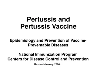 Pertussis and Pertussis Vaccine
