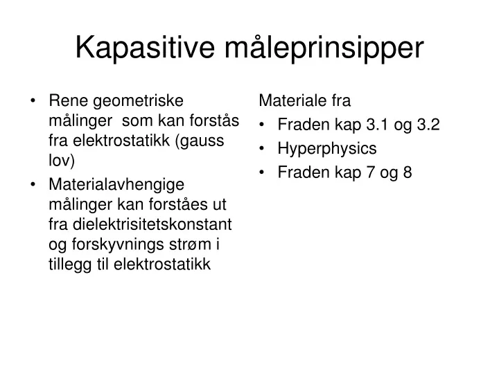 kapasitive m leprinsipper