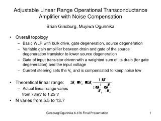 Adjustable Linear Range Operational Transconductance Amplifier with Noise Compensation