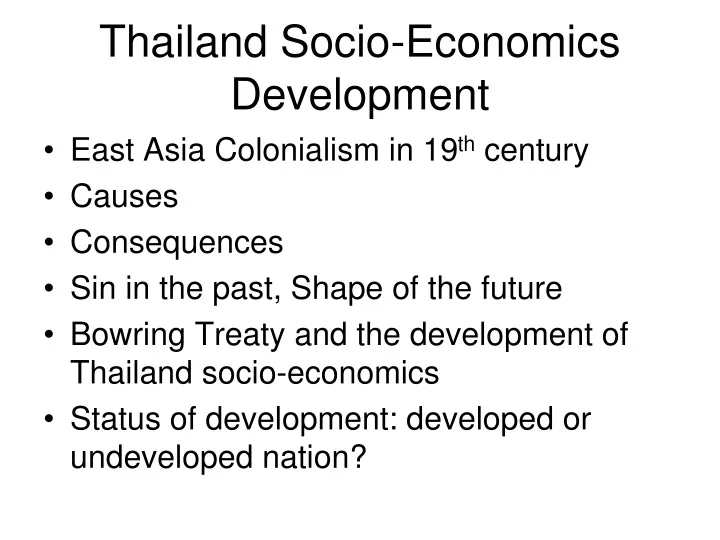 thailand socio economics development