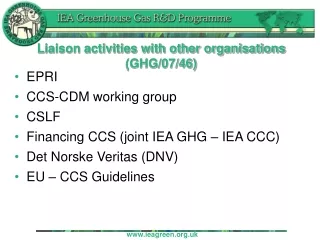 Liaison activities with other organisations (GHG/07/46)