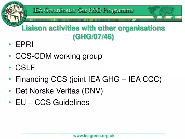 liaison activities with other organisations ghg 07 46