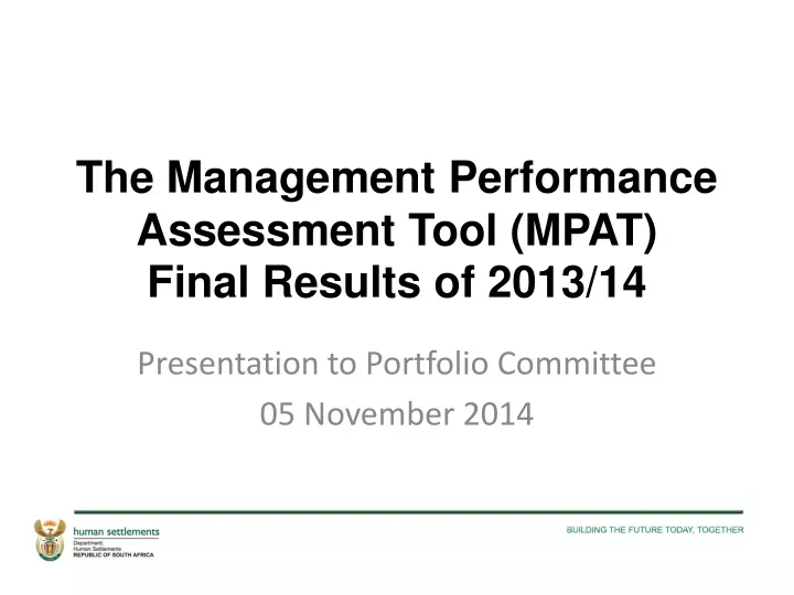 the management performance assessment tool mpat final results of 2013 14