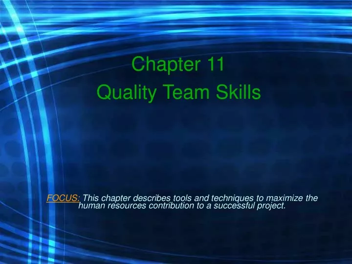 chapter 11 quality team skills