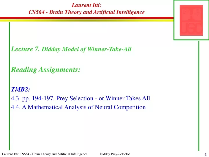 laurent itti cs564 brain theory and artificial intelligence