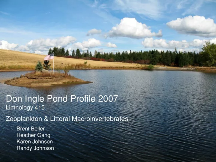 don ingle pond profile 2007 limnology 415