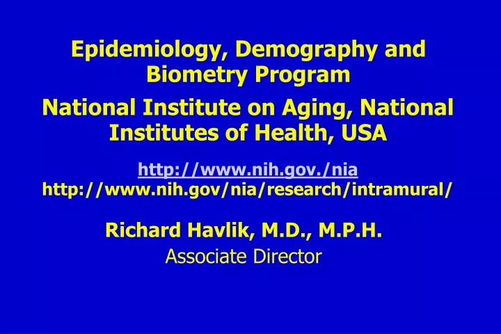 epidemiology demography and biometry program