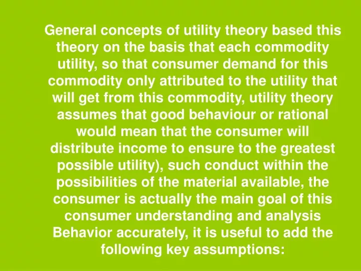 general concepts of utility theory based this