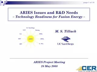 ARIES Issues and R&amp;D Needs – Technology Readiness for Fusion Energy –