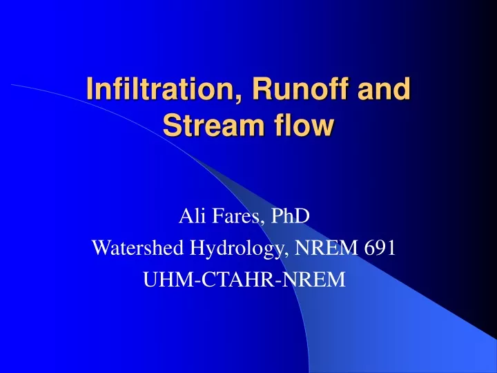 infiltration runoff and stream flow
