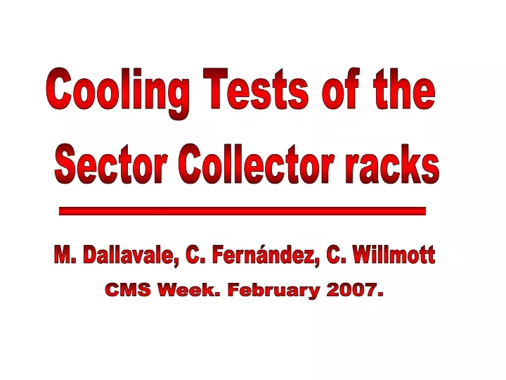 cooling tests of the
