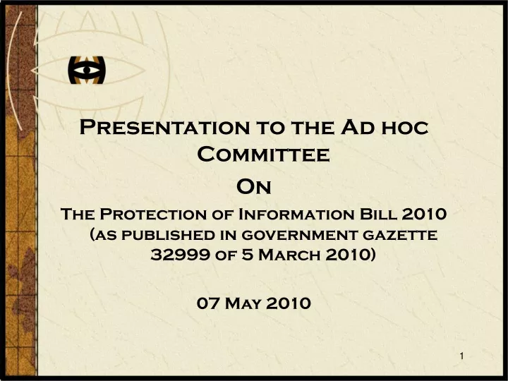 presentation to the ad hoc committee