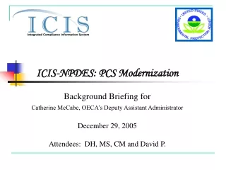 ICIS-NPDES: PCS Modernization Background Briefing for