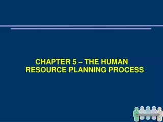 CHAPTER 5 – THE HUMAN RESOURCE PLANNING PROCESS