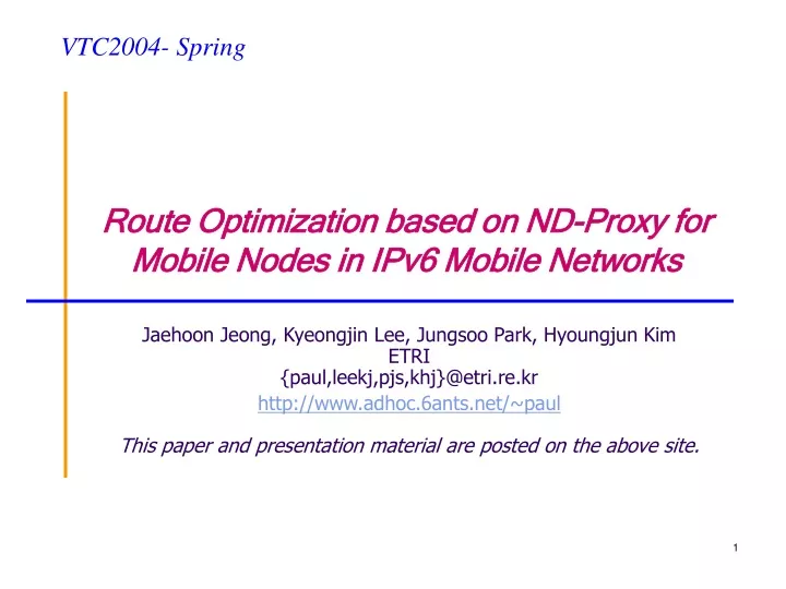 route optimization based on nd proxy for mobile nodes in ipv6 mobile networks