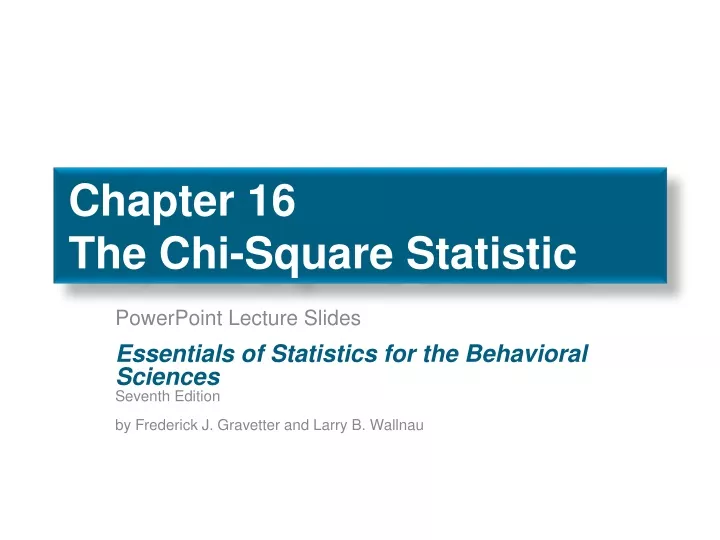 chapter 16 the chi square statistic
