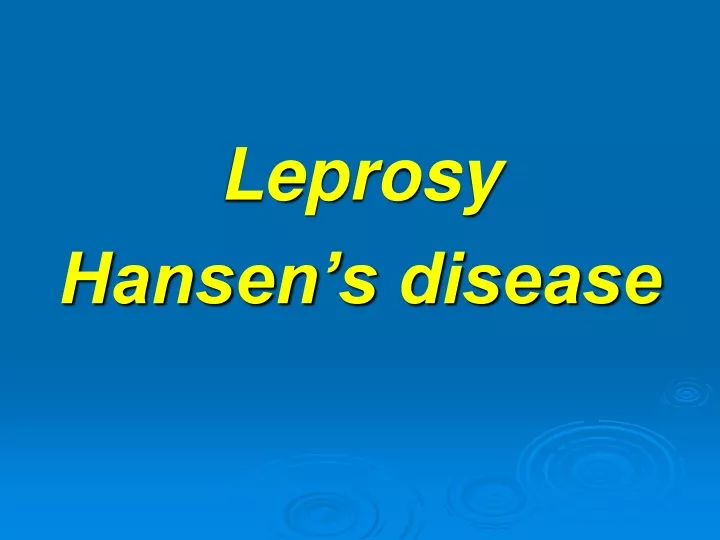 leprosy hansen s disease