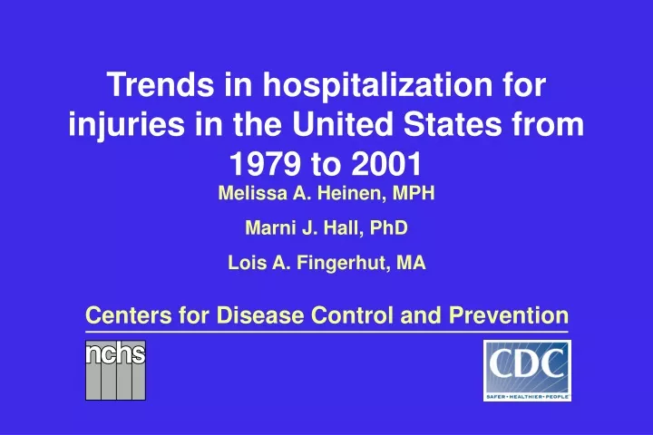 trends in hospitalization for injuries in the united states from 1979 to 2001