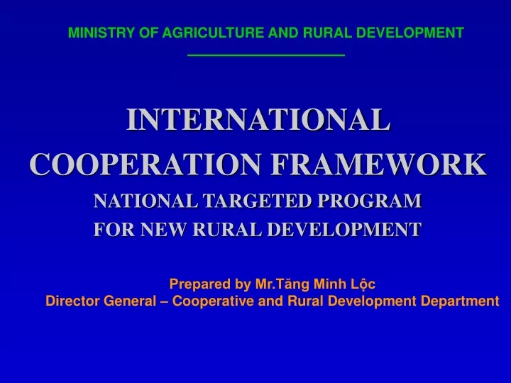 international cooperation framework national targeted program for new rural development