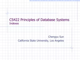 CS422 Principles of Database Systems Indexes