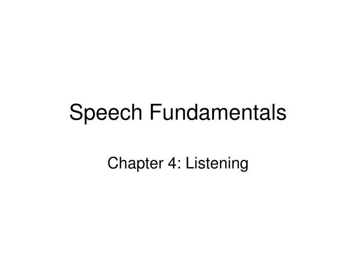 speech fundamentals