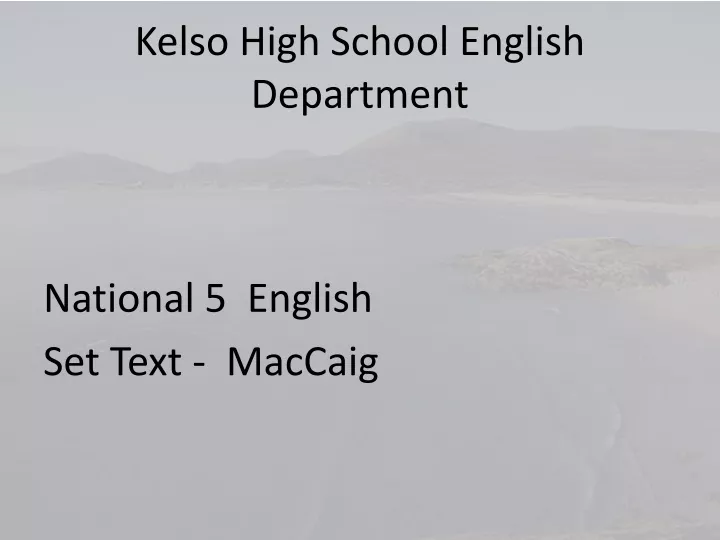 kelso high school english department