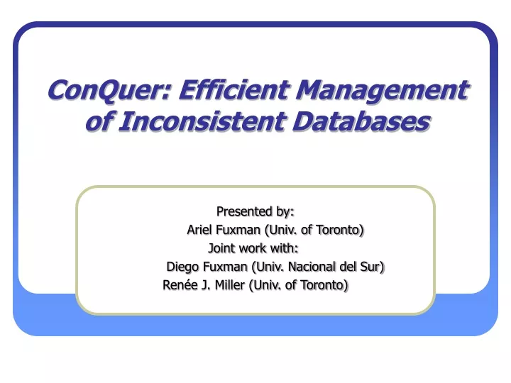 conquer efficient management of inconsistent databases