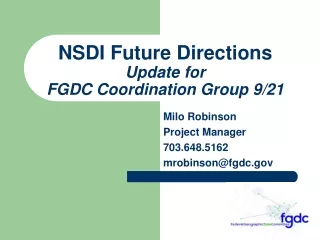 NSDI Future Directions Update for  FGDC Coordination Group 9/21