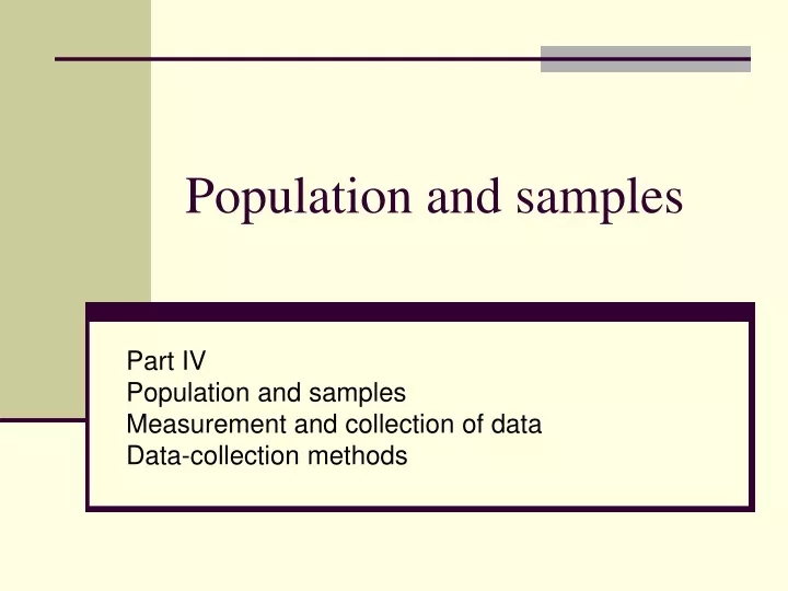 population and samples
