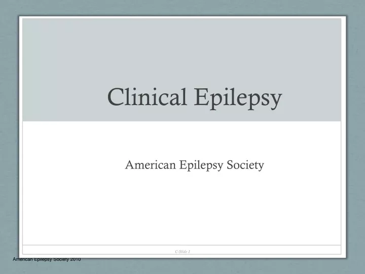 clinical epilepsy
