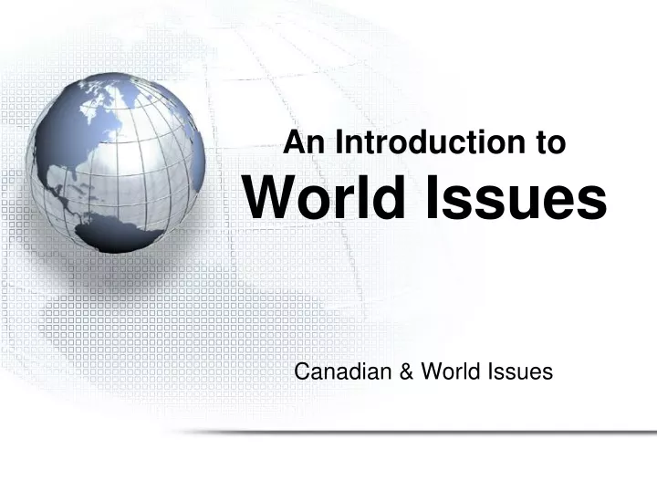 an introduction to world issues