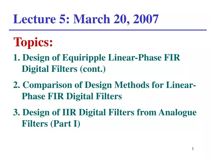 lecture 5 march 20 2007