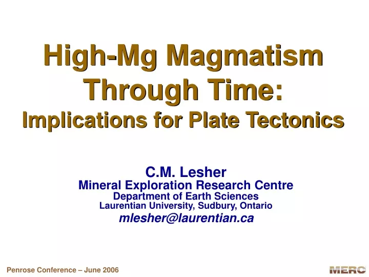 high mg magmatism through time implications for plate tectonics