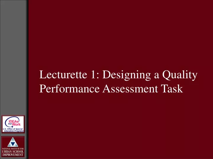 lecturette 1 designing a quality performance