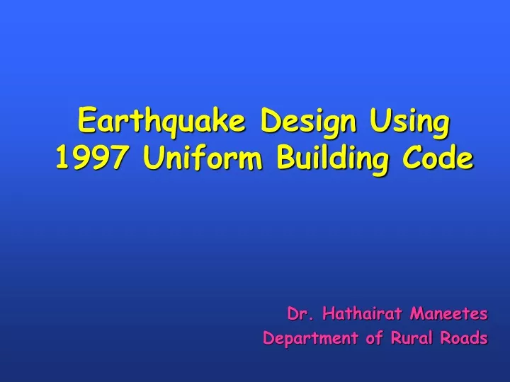 earthquake design using 1997 uniform building code
