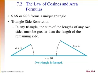 7.2	The Law of Cosines and Area 	Formulas