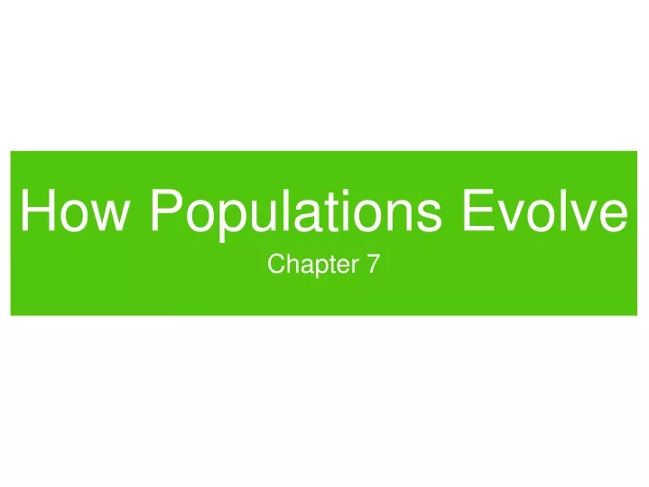 how populations evolve