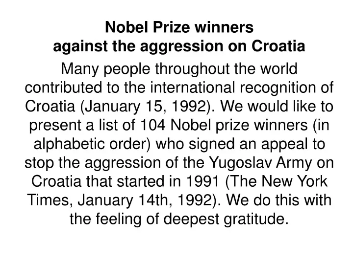 nobel prize winners against the aggression