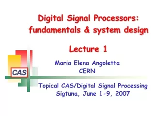 Digital Signal Processors: fundamentals &amp; system design  Lecture 1
