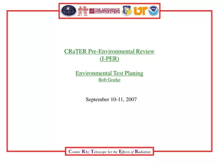 crater pre environmental review i per environmental test planing bob goeke