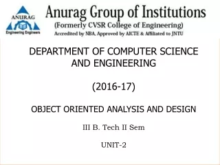 DEPARTMENT OF COMPUTER SCIENCE AND ENGINEERING (2016-17) OBJECT ORIENTED ANALYSIS AND DESIGN
